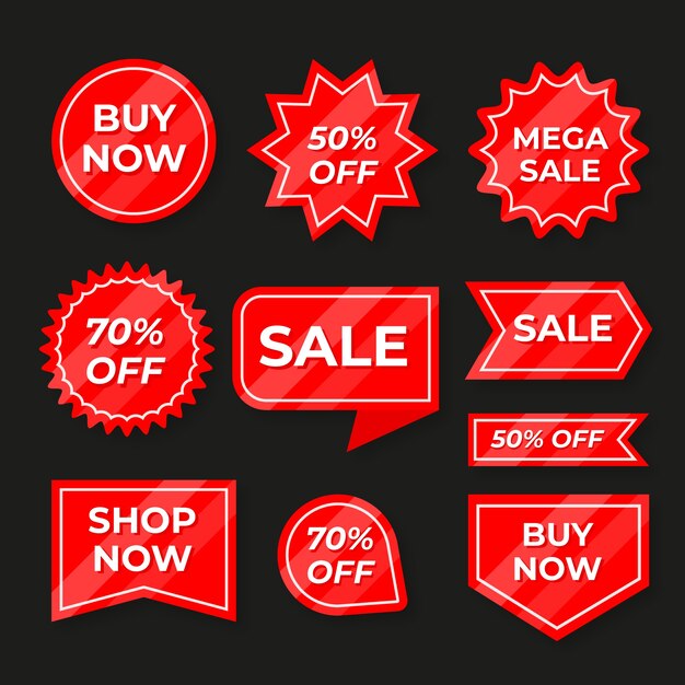 Collection d'étiquette de vente rouge