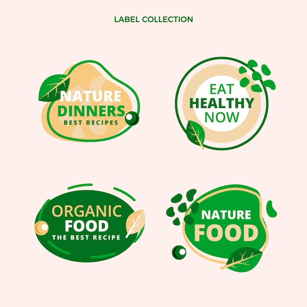 Collection D'étiquettes D'aliments Biologiques Plats