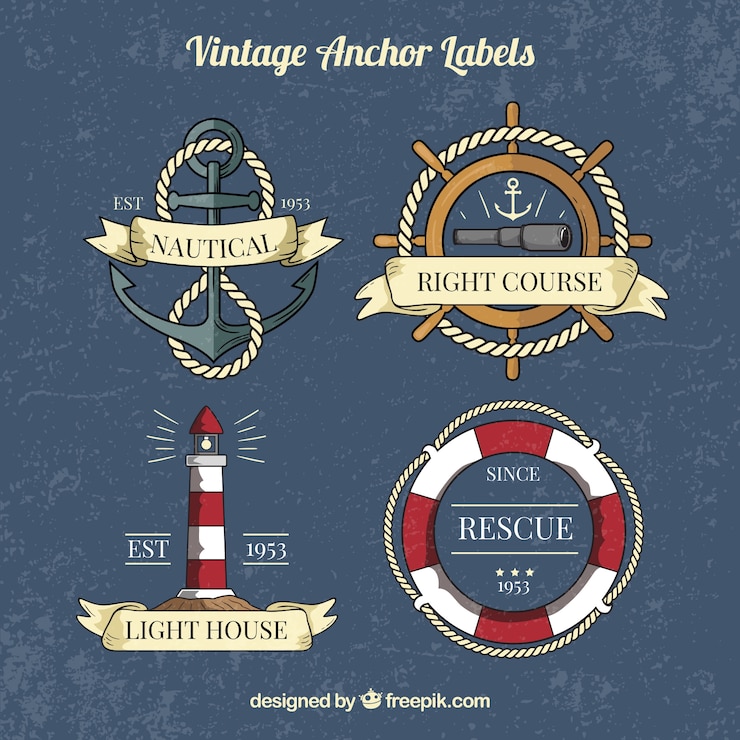 Vecteur gratuit collection d'étiquettes ancre vintage