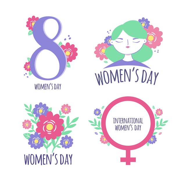 Collection d'étiquettes / de badges dessinés à la main pour les femmes