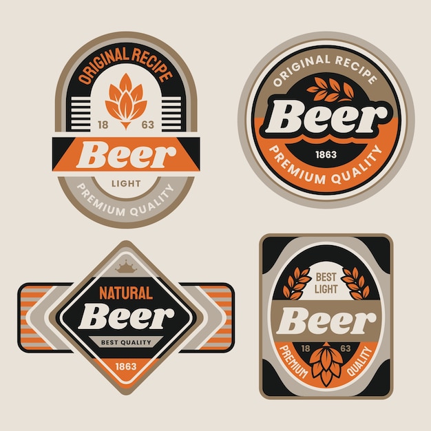 Vecteur gratuit collection d'étiquettes de bière design plat