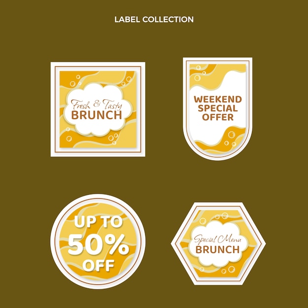 Vecteur gratuit collection d'étiquettes de brunch savoureux design plat