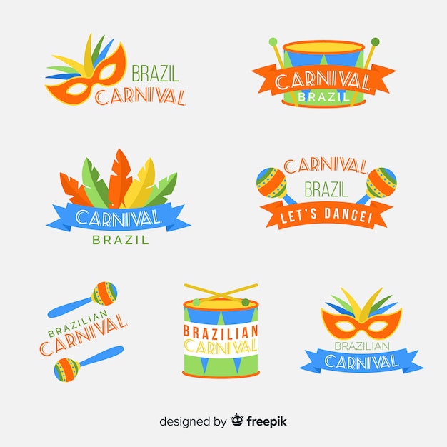 Collection D'étiquettes De Carnaval Brésilien