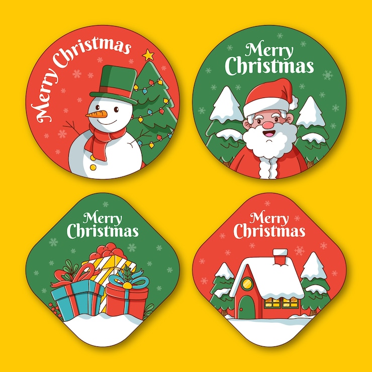 Vecteur gratuit collection d'étiquettes de célébration de la saison de noël