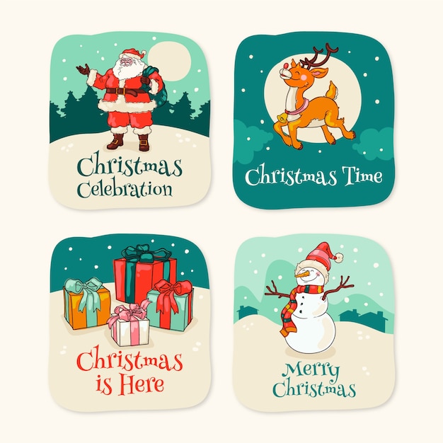 Vecteur gratuit collection d'étiquettes de célébration de la saison de noël