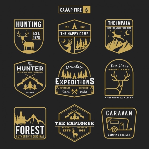 Vecteur gratuit collection d&#39;étiquettes de chasse