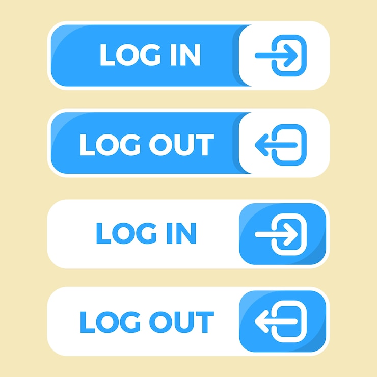 Vecteur gratuit collection d'étiquettes de connexion et de déconnexion au design plat