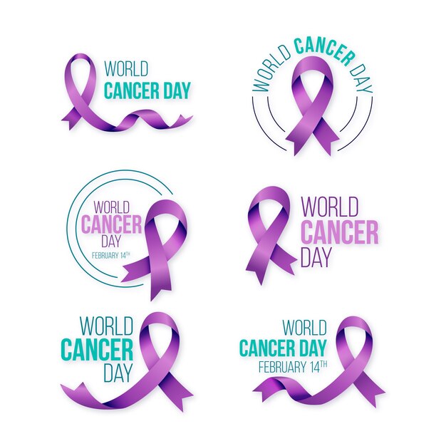 Collection d'étiquettes dégradées pour la journée mondiale du cancer