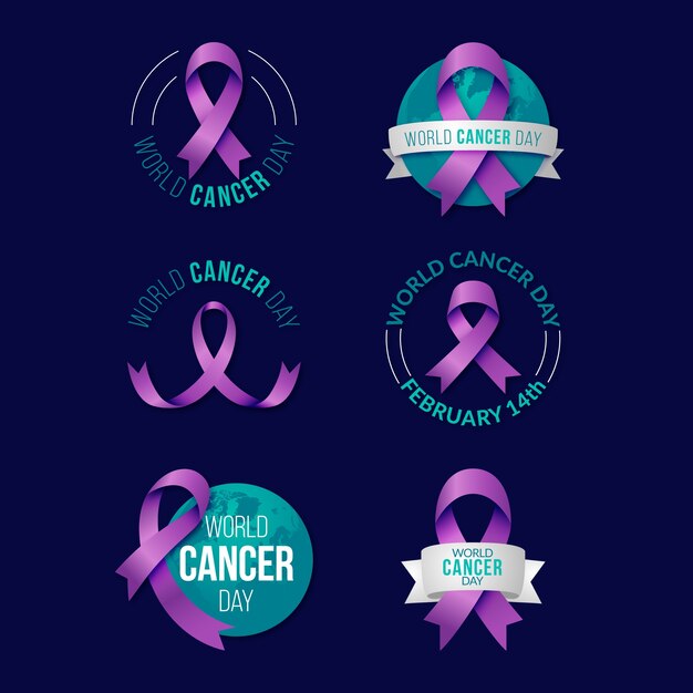 Collection d'étiquettes dégradées pour la journée mondiale du cancer