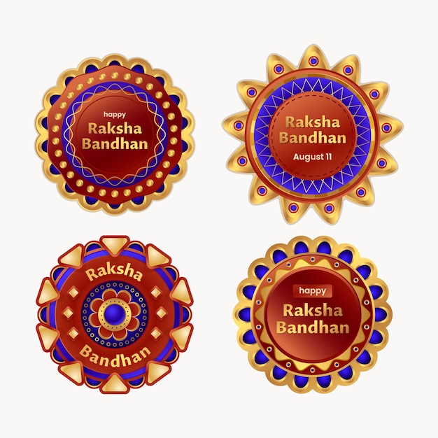 Vecteur gratuit collection d'étiquettes dégradées raksha bandhan