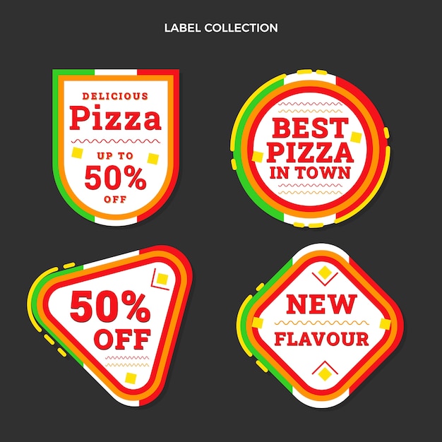 Collection D'étiquettes De Délicieuses Pizzas Design Plat