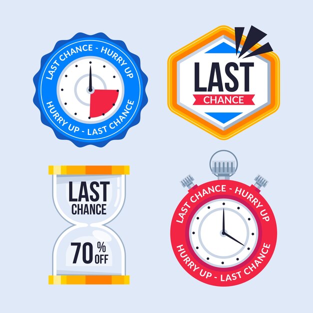 Collection d'étiquettes de dernière chance au design plat