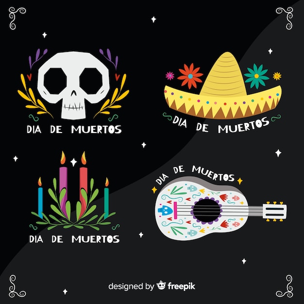 Collection D'étiquettes Dia De Muertos