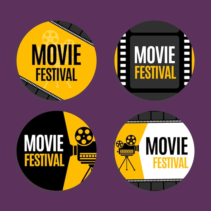 Vecteur gratuit collection d'étiquettes de festival de cinéma et de film