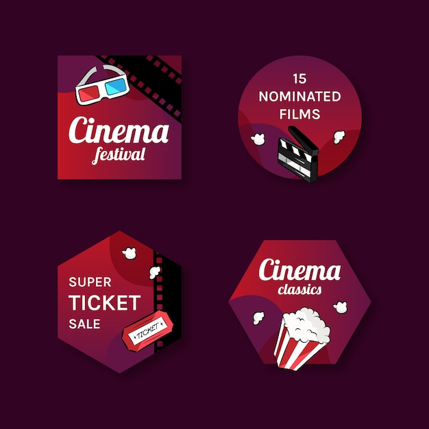 Vecteur gratuit collection d'étiquettes de festival de cinéma