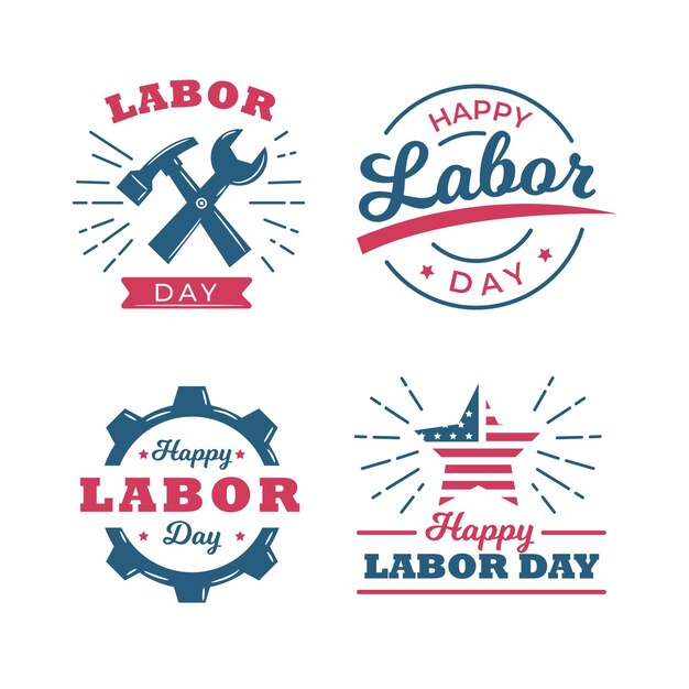Collection d'étiquettes de la fête du travail aux États-Unis