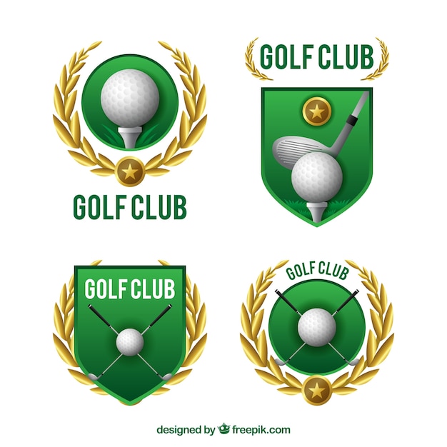 Vecteur gratuit collection d'étiquettes de golf vert