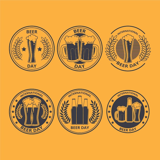 Vecteur gratuit collection d'étiquettes de la journée internationale de la bière