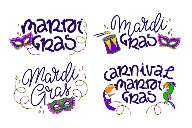 Collection D'étiquettes De Mardi Gras