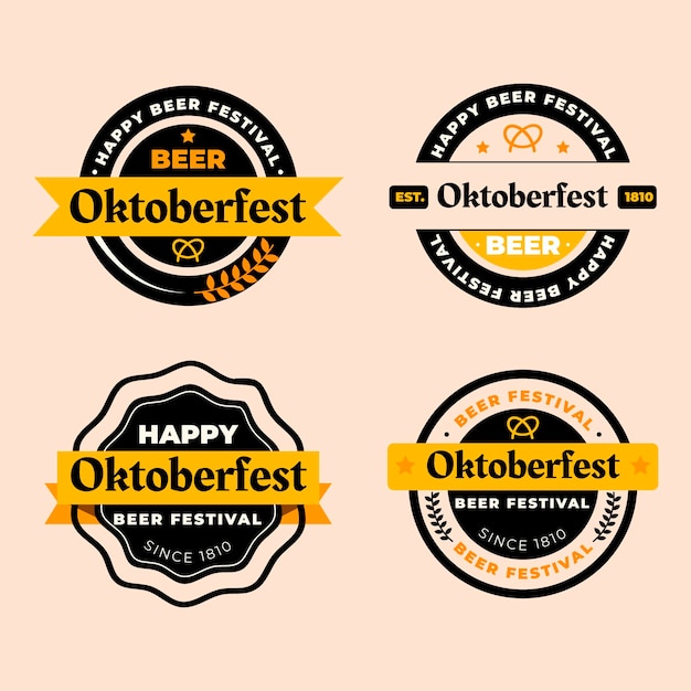 Vecteur gratuit collection d'étiquettes plates oktoberfest