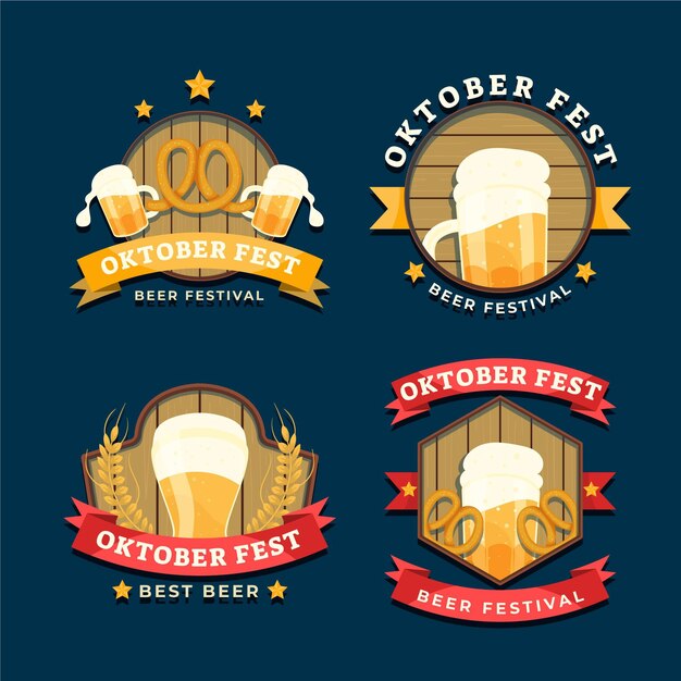 Collection d'étiquettes plates oktoberfest