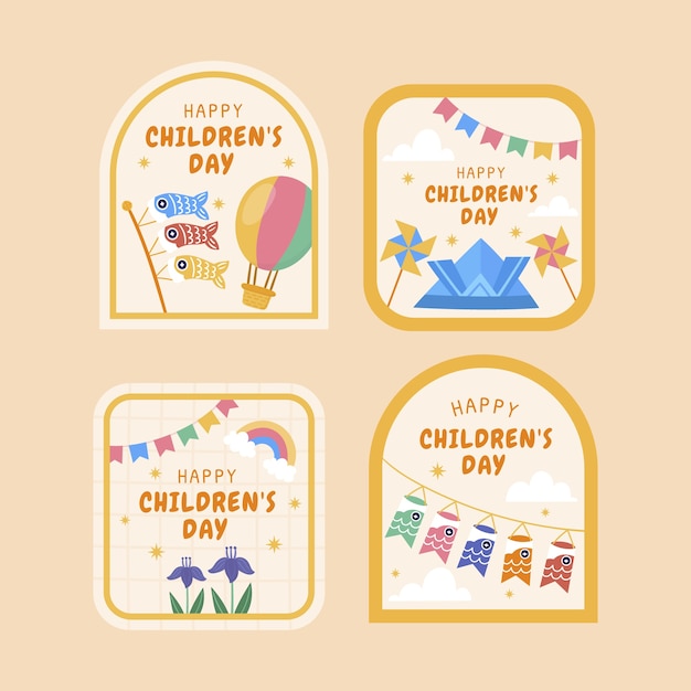 Collection d'étiquettes plates pour la journée des enfants