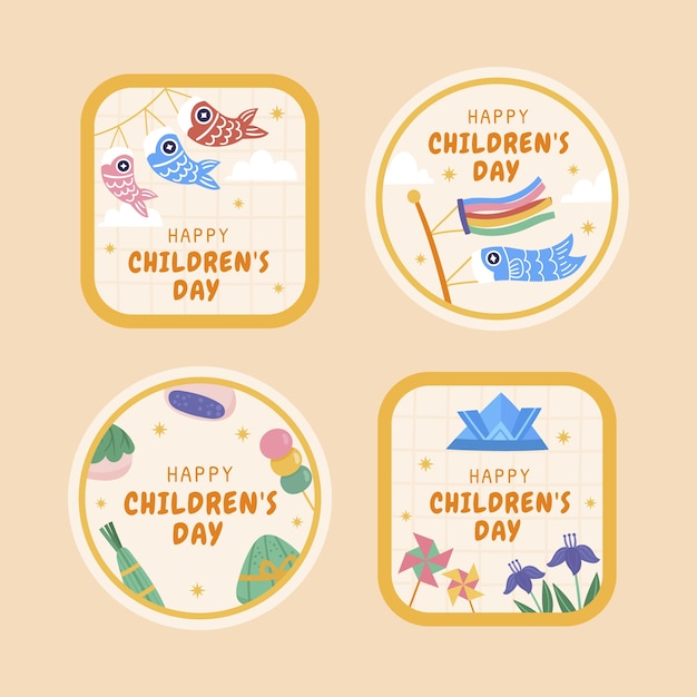 Collection d'étiquettes plates pour la journée des enfants