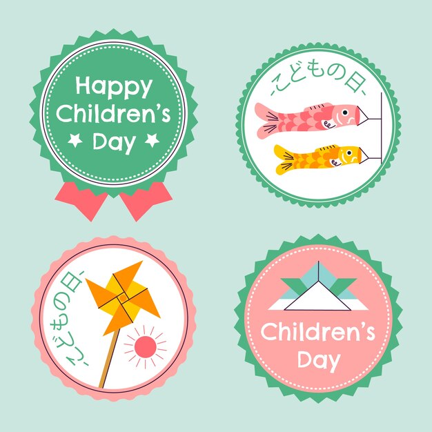 Collection d'étiquettes plates pour la journée des enfants
