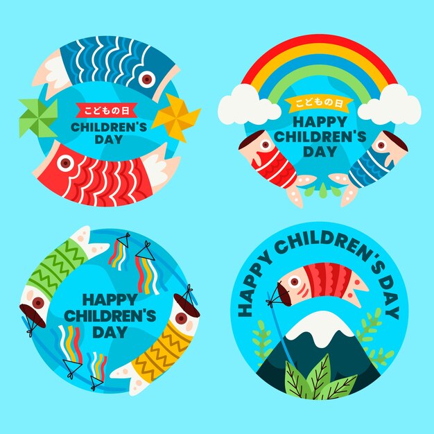 Collection d'étiquettes plates pour la journée des enfants