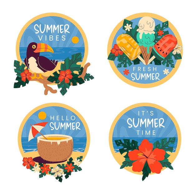 Collection d'étiquettes plates pour la saison estivale