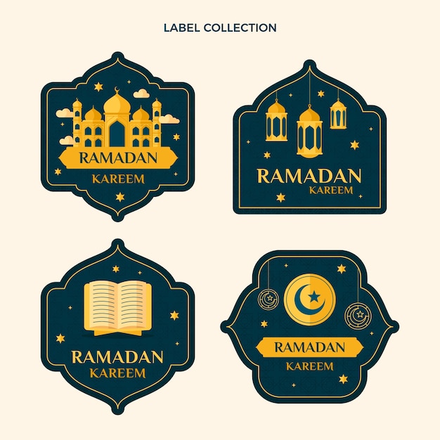 Vecteur gratuit collection d'étiquettes plates ramadan