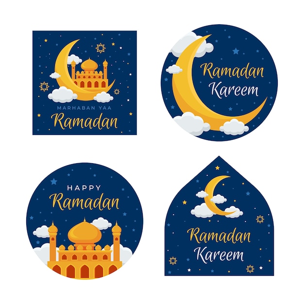 Vecteur gratuit collection d'étiquettes pour la célébration islamique du ramadan