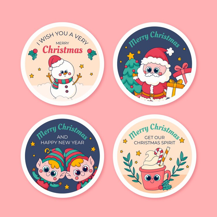 Vecteur gratuit collection d'étiquettes pour la célébration de la saison de noël