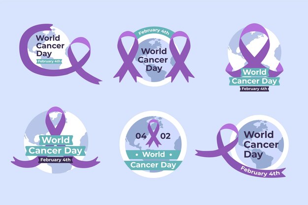 Collection d'étiquettes pour la journée mondiale du cancer