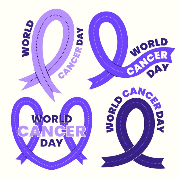 Collection d'étiquettes pour la journée mondiale du cancer