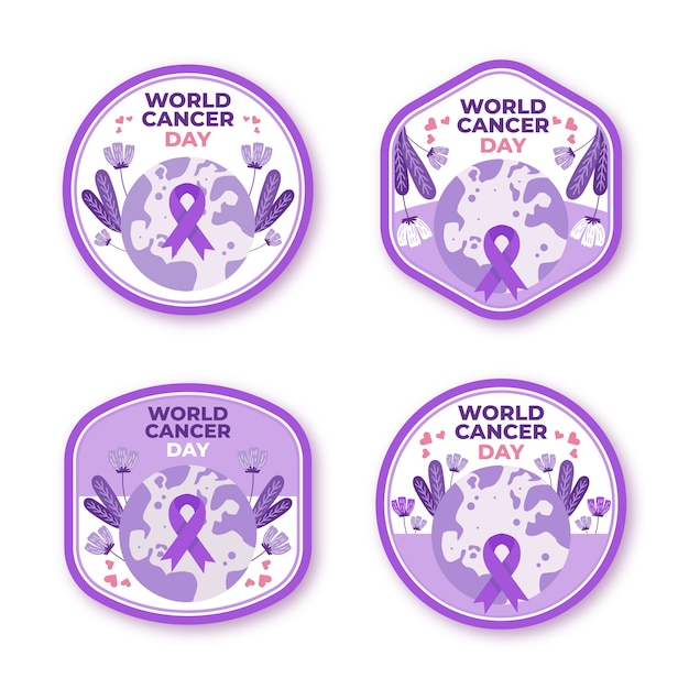 Collection D'étiquettes Pour La Journée Mondiale Du Cancer