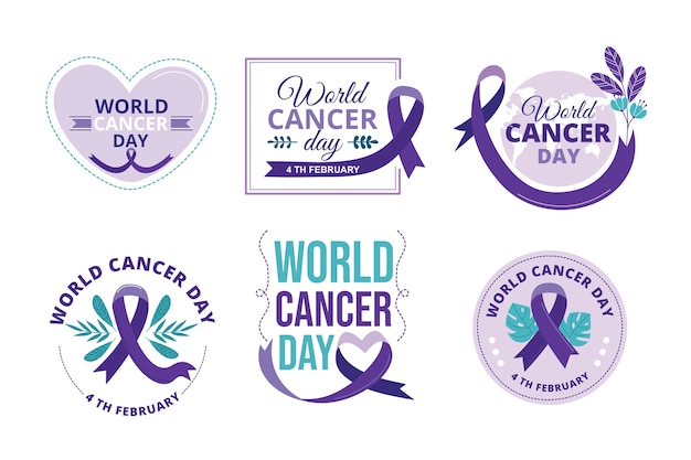 Vecteur gratuit collection d'étiquettes pour la journée mondiale du cancer