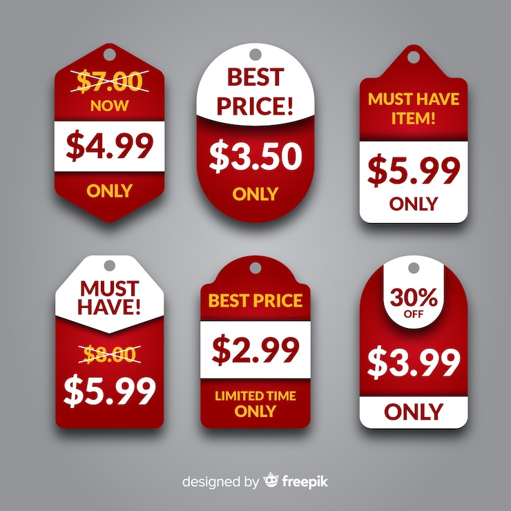 Vecteur gratuit collection d&#39;étiquettes de prix plat