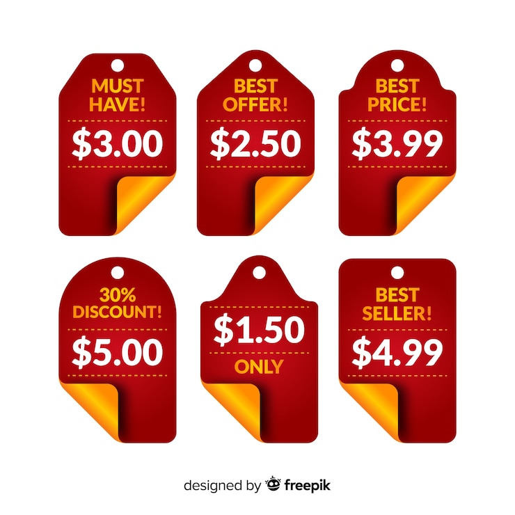 Vecteur gratuit collection d&#39;étiquettes de prix plat
