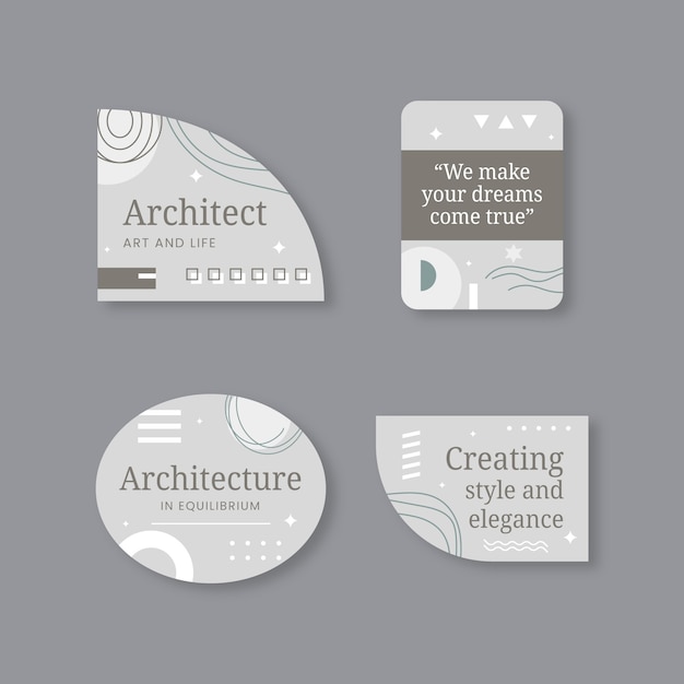 Collection d'étiquettes de projet d'architecture minimale