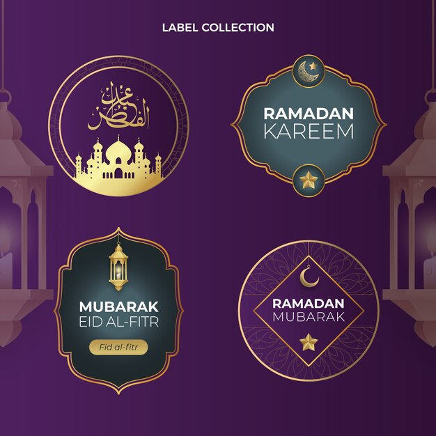 Collection d'étiquettes de ramadan dégradé