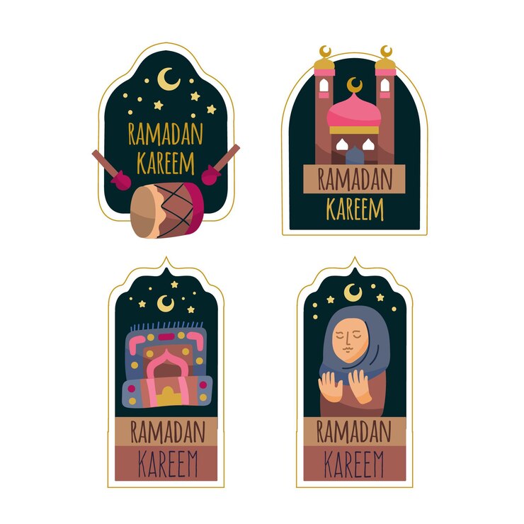 Vecteur gratuit collection d'étiquettes ramadan dessinées à la main