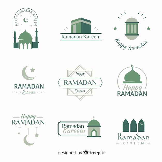 Vecteur gratuit collection d'étiquettes de ramadan plat