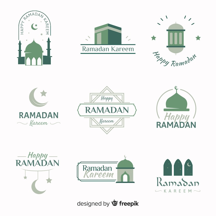Vecteur gratuit collection d'étiquettes de ramadan plat