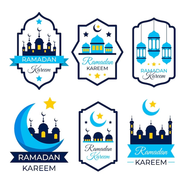 Collection D'étiquettes De Ramadan Plat