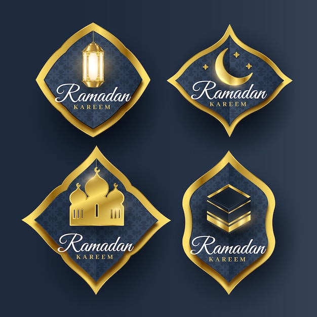 Vecteur gratuit collection d'étiquettes de ramadan réaliste