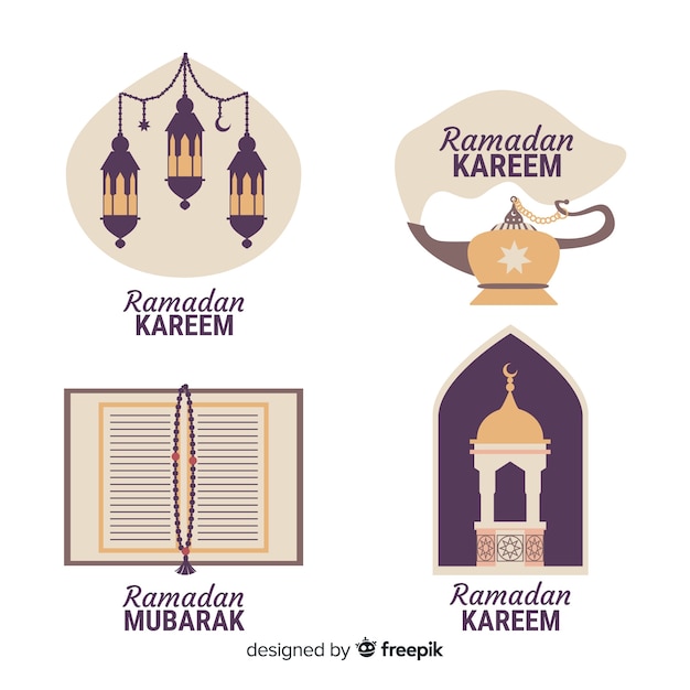 Vecteur gratuit collection d'étiquettes ramadan