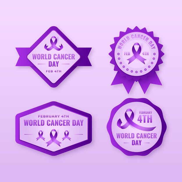 Collection d'étiquettes réalistes pour la journée mondiale du cancer