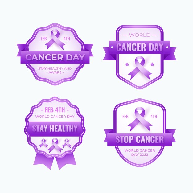 Collection d'étiquettes réalistes pour la journée mondiale du cancer