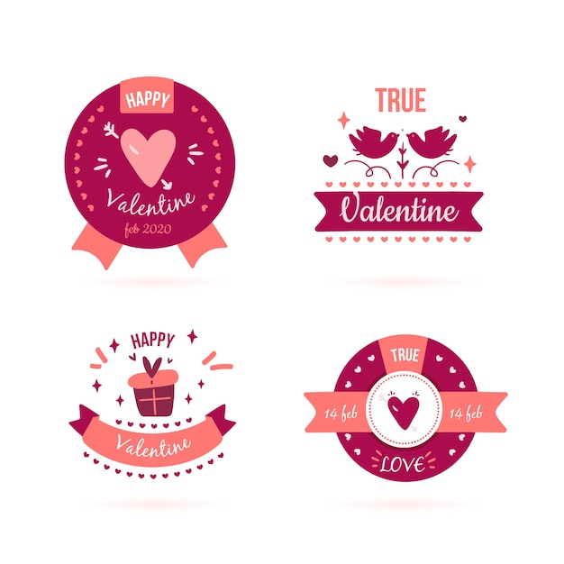 Vecteur gratuit collection d'étiquettes saint valentin